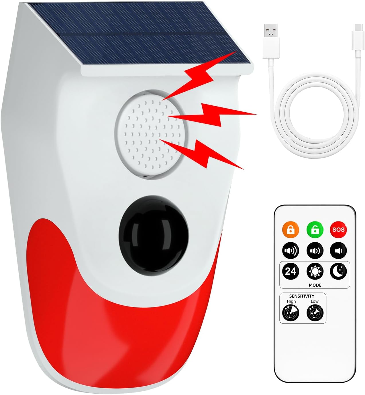 Solar Security Light - Solar Motion Sensor Outdoor Alarm,Adjustable Sensitivity