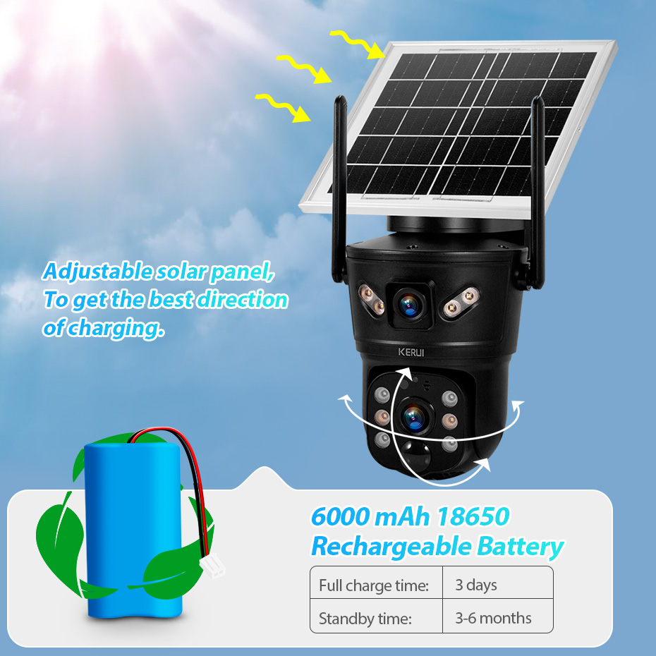 KERUI 6MP 4G SIM WiFi Solar Ca - Home Security Tech 评论和价格