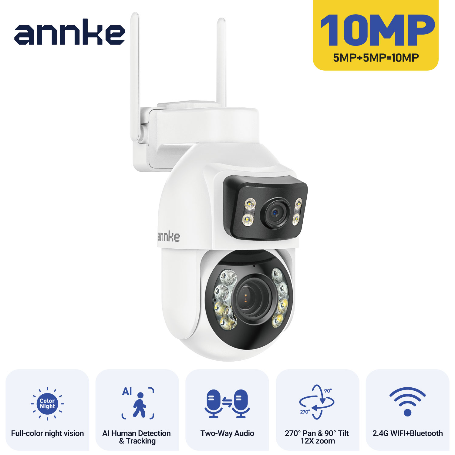 ANNKE 3 Inch PTZ Dual-Lens Sec - Home Security Google Camera 评论和价格