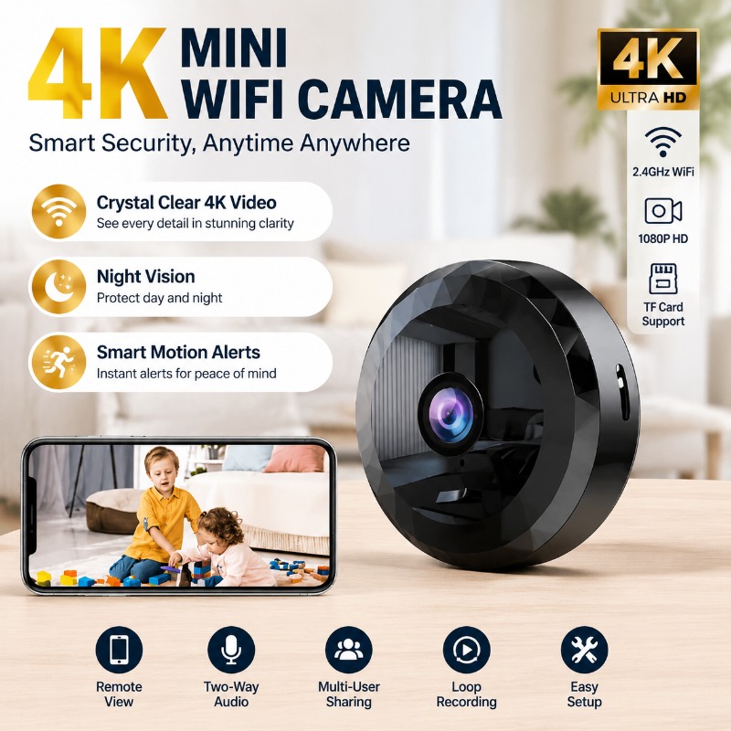 4K Mini WiFi Camera Wireless S - Home Security Ai 评论和价格