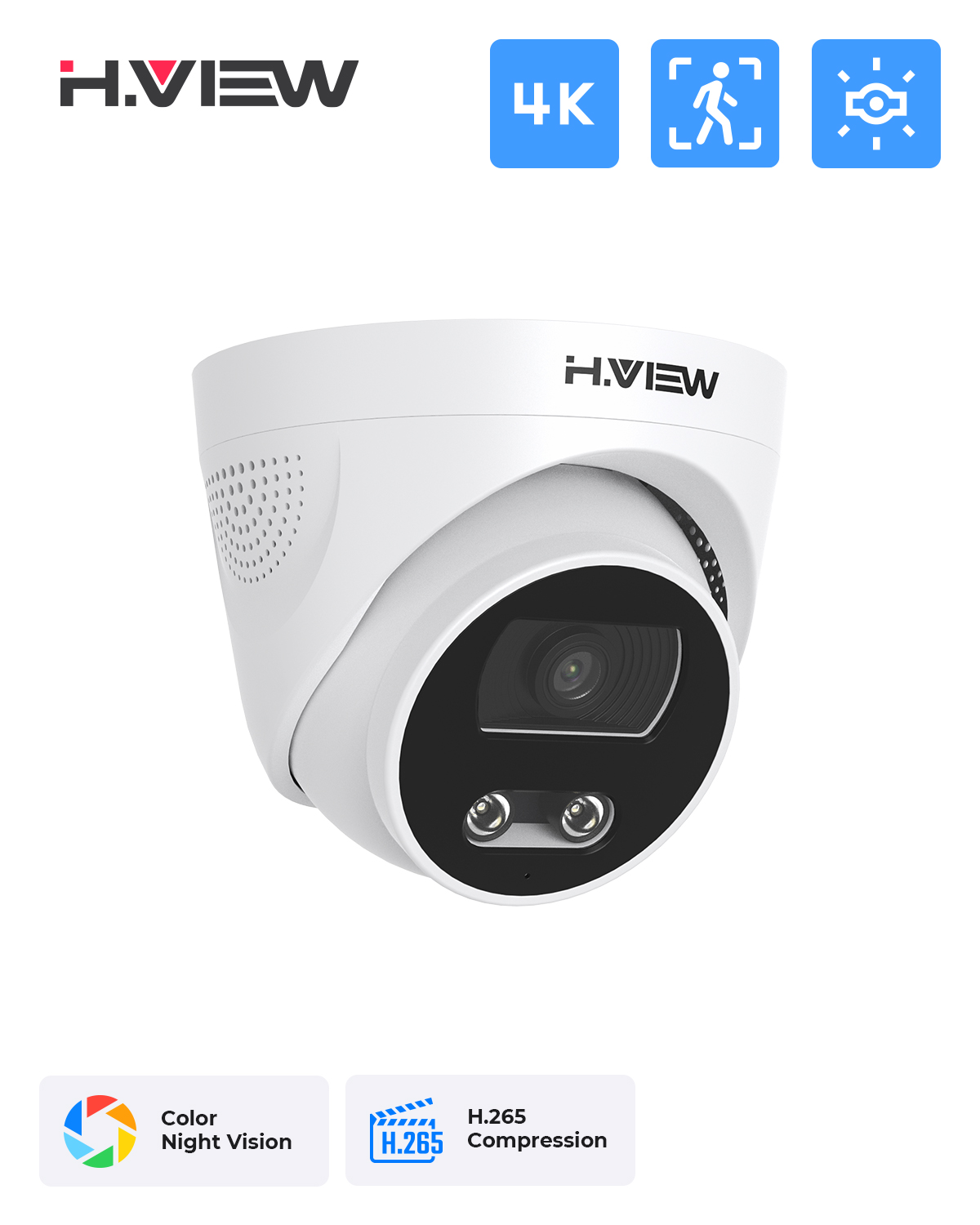 H.View 8Mp Poe Ip Camera Ai Fa - Home Security Ai 评论和价格